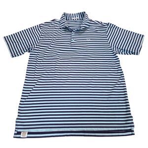 Peter Millar Polo Shirt Mens Large L Blue Striped Cotton Golf Read Description